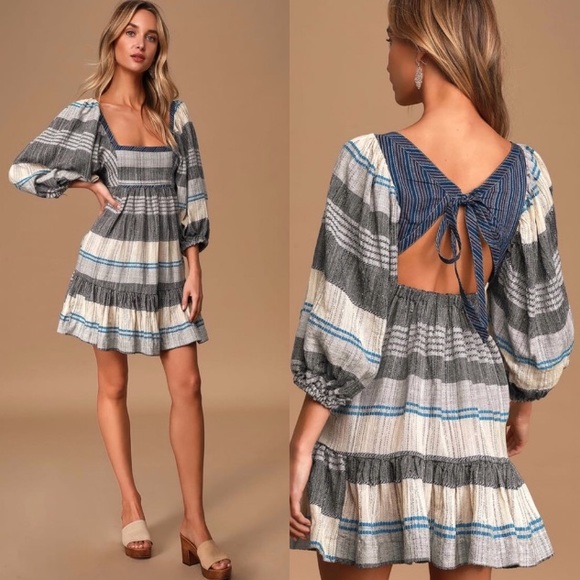 NEW! Free People Cozy Stripe Mini Dress - Picture 1 of 6